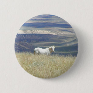 Badge Rond 5 Cm Cheval sauvage libre né de mustang
