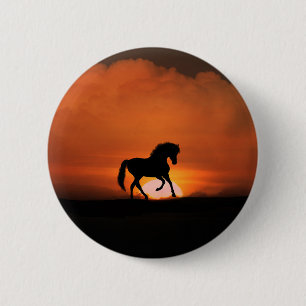 Badge Rond 5 Cm Cheval super mignon et soleil