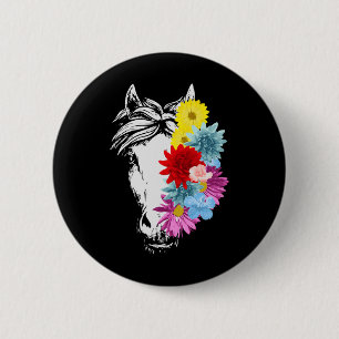 Badge Rond 5 Cm Cheval Tournesol Cute Horseback équitation Fleur L