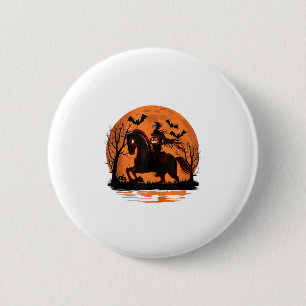 Badge Rond 5 Cm chevalier arafé sur un cheval avec un citrouille s
