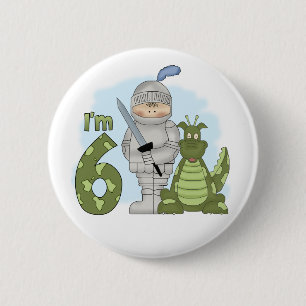 Badge Rond 5 Cm Chevalier dragon 6e anniversaire