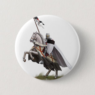 Badge Rond 5 Cm Chevalier monté Templar