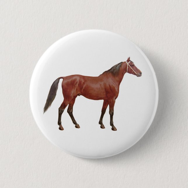 Badge Rond 5 Cm Chevaux antiques - pur sang (Devant)