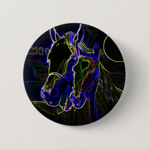 Badge Rond 5 Cm Chevaux Blacklight