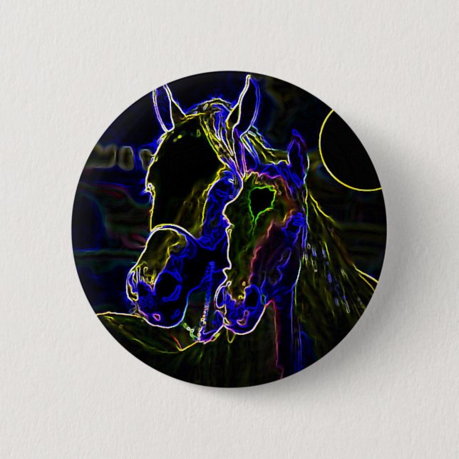 Badge Rond 5 Cm Chevaux Blacklight (Devant)