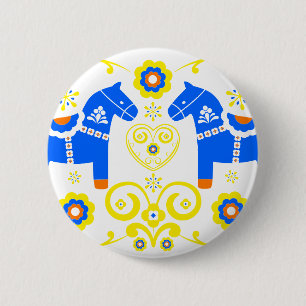 Badge Rond 5 Cm Chevaux bleus de Dala