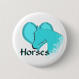Badge Rond 5 Cm Chevaux cardiaques III (aqua)