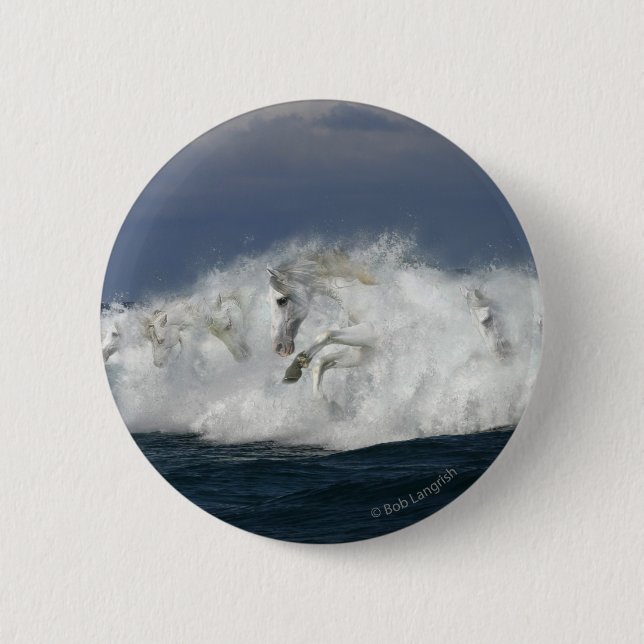 Badge Rond 5 Cm Chevaux de Imaginaire : Mer (Devant)