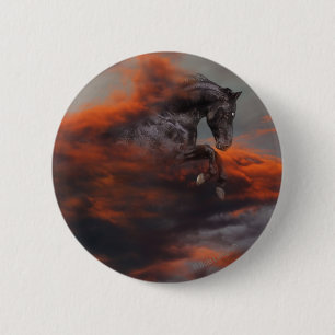 Badge Rond 5 Cm Chevaux d'imaginaire : Nuages