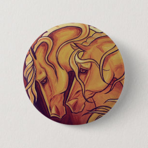 Badge Rond 5 Cm Chevaux d'or