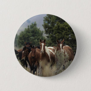 Badge Rond 5 Cm Chevaux sauvages 2 de mustang