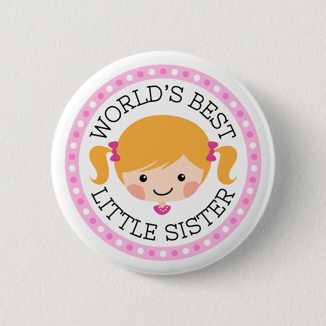 Badge Rond 5 Cm Cheveux blonds de la meilleure de petite soeur des (Devant)