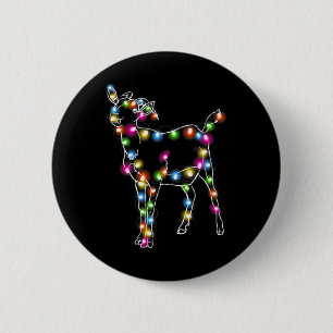 Badge Rond 5 Cm Chèvre Noël Light Tree Chèvre Lover