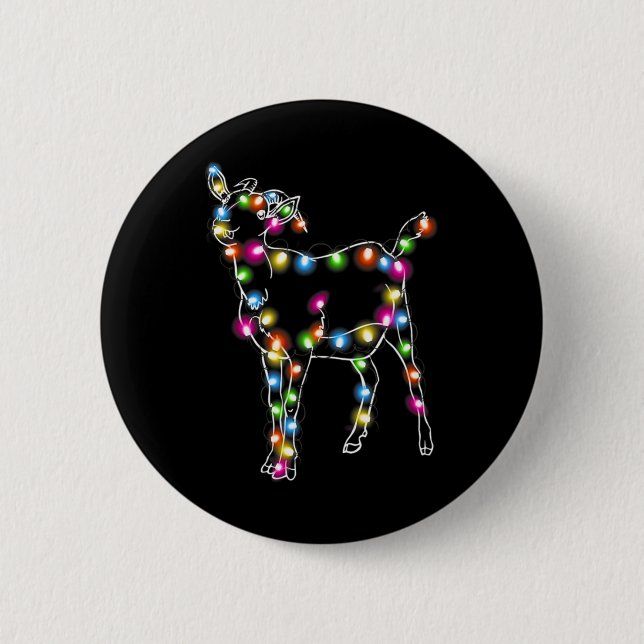 Badge Rond 5 Cm Chèvre Noël Light Tree Chèvre Lover (Devant)