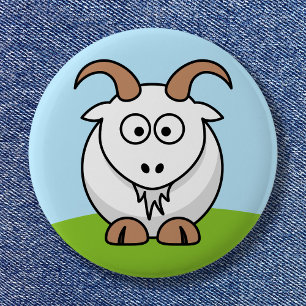 Badge Rond 5 Cm Chèvre Saanen de dessin animé ronde mignonne