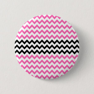 Badge Rond 5 Cm Chevron rose chaud et noir par Shirley Taylor