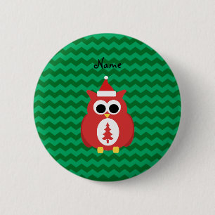 Badge Rond 5 Cm Chevrons nommés personnalisés de vert de hibou de