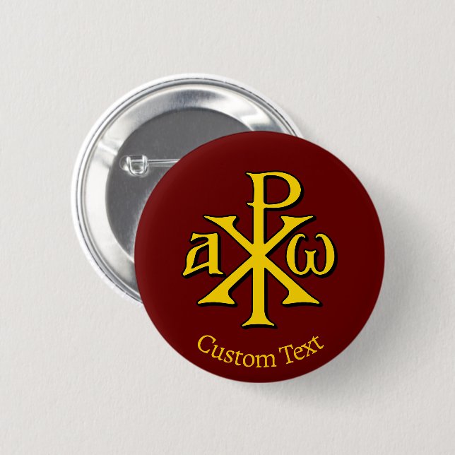 Badge Rond 5 Cm Chi Rho Christogram (Devant & derrière)