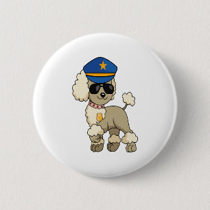 Badge Rond 5 Cm Chibi Anime Police Poodle Chien