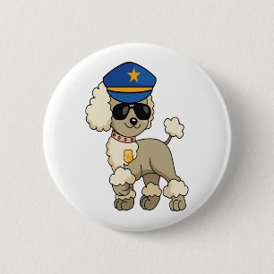 Badge Rond 5 Cm Chibi Anime Police Poodle Chien