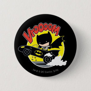 Badge Rond 5 Cm Chibi Batman Dans Le Batmobile
