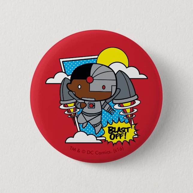 Badge Rond 5 Cm Chibi Cyborg S'Est Éteint ! (Devant)