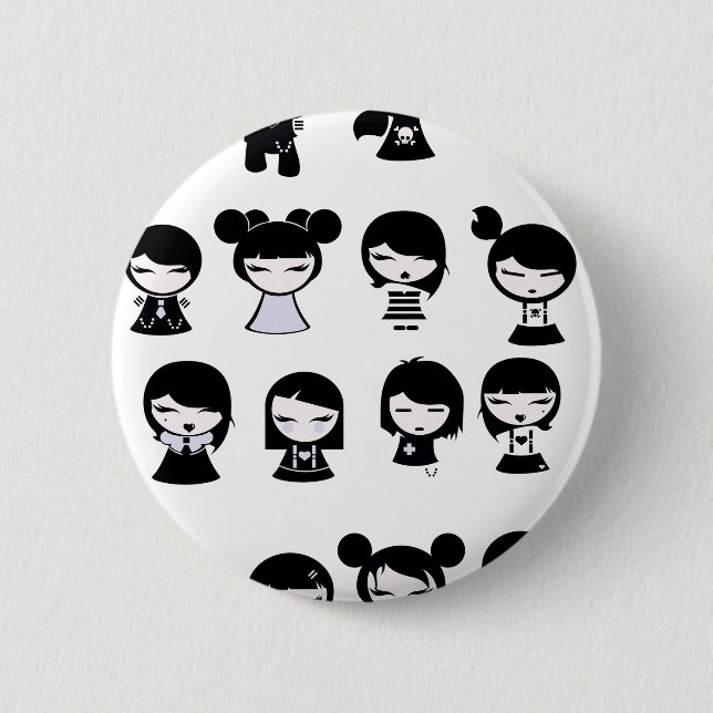 Badge Rond 5 Cm Chibi Emo Goth (Devant)