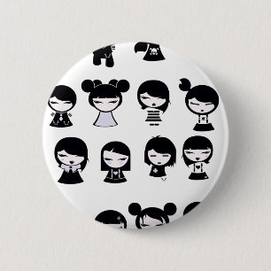 Badge Rond 5 Cm Chibi Emo Goth