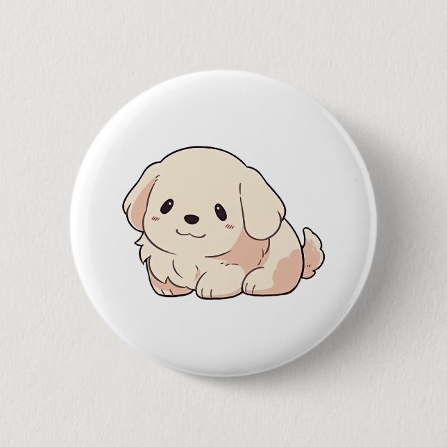 Badge Rond 5 Cm Chibi Golden Retriever (Devant)