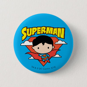 Badge Rond 5 Cm Chibi Superman Polka Dot Shield et Nom