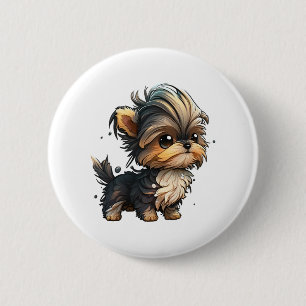 Badge Rond 5 Cm Chibi Yorkshire Terrier