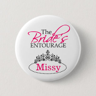 Badge Rond 5 Cm Chic Black Pink La fête nuptiale Entourage de la m