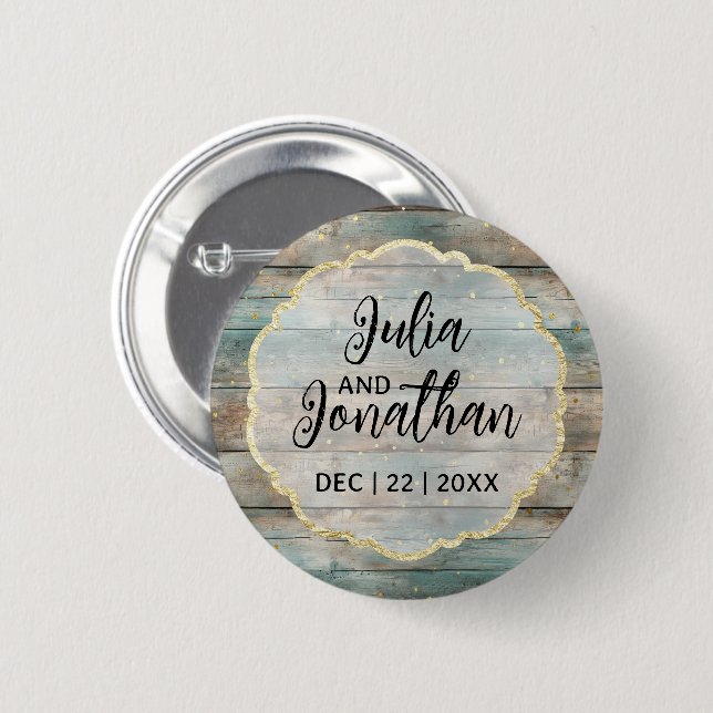Badge Rond 5 Cm Chic bois de Shabby Pastel (Devant & derrière)