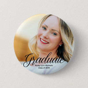 Badge Rond 5 Cm Chic Graduate Photo Custom 2023 Graduation