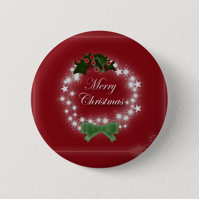 Badge Rond 5 Cm Chic Happy Holiday couronne moderne de noël (Devant)