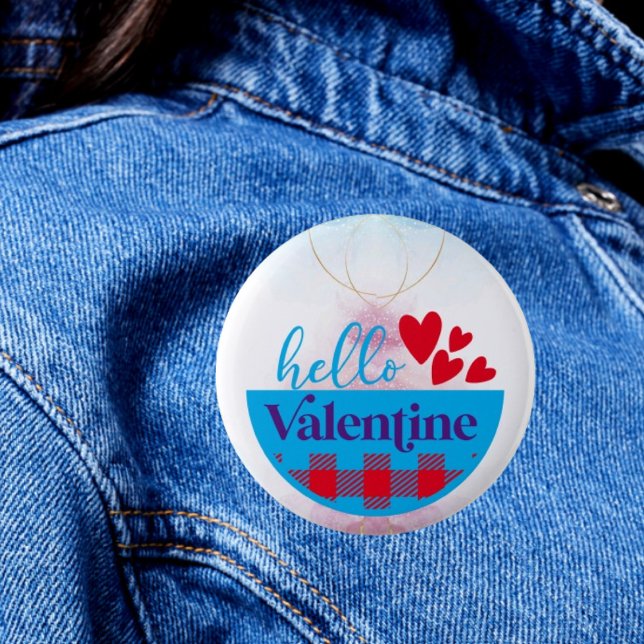 Badge Rond 5 Cm Chic Salutations : Bonjour Valentine Button (Créateur téléchargé)