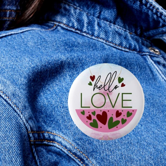 Badge Rond 5 Cm Chic Salutations : Hello Love Button (Créateur téléchargé)