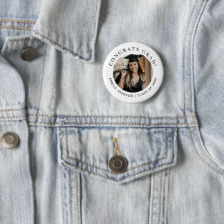 Badge Rond 5 Cm Chic Typography Congrats Grad Photo Graduation