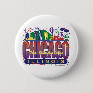 Badge Rond 5 Cm Chicago-Confetti