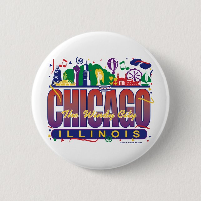 Badge Rond 5 Cm Chicago-Confettis (Devant)