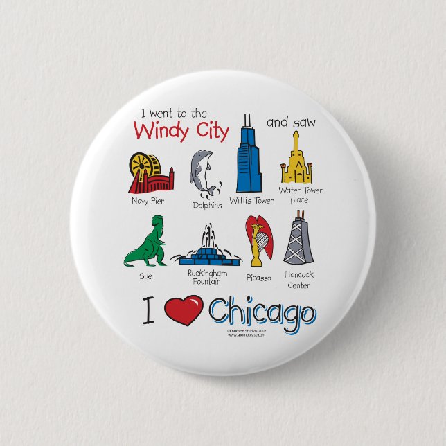 Badge Rond 5 Cm Chicago--Enfant-Icône-NOUVEAU [Co (Devant)