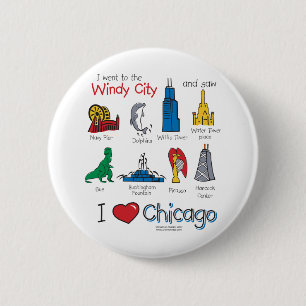 Badge Rond 5 Cm Chicago--Enfant-Icône-NOUVEAU [Co