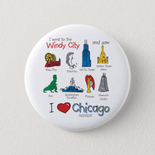 Badge Rond 5 Cm Chicago--Enfant-Icône-NOUVEAU [Co