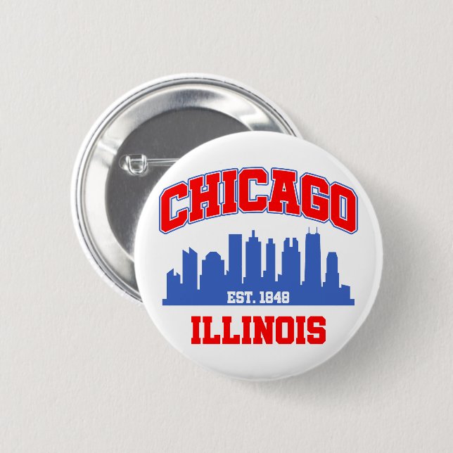 Badge Rond 5 Cm Chicago, Illinois (Devant & derrière)