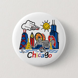 Badge Rond 5 Cm Chicago Kids Skyline