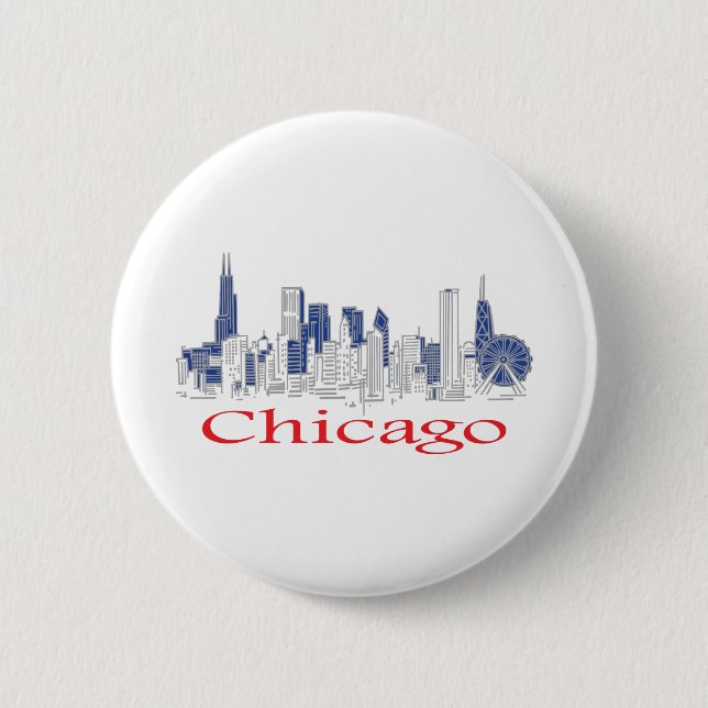 Badge Rond 5 Cm Chicago-Skyline (Devant)