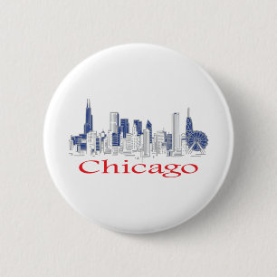 Badge Rond 5 Cm Chicago-Skyline