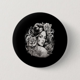 Badge Rond 5 Cm Chicano Chicana La Raza Barrio Tatouage Art Décès 