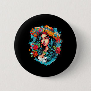 Badge Rond 5 Cm Chicano Chicana La Raza Barrio Tatouage Art Décès 