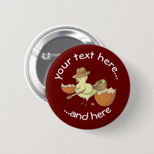 Badge Rond 5 Cm Chick de Pâques avec Bouzouki